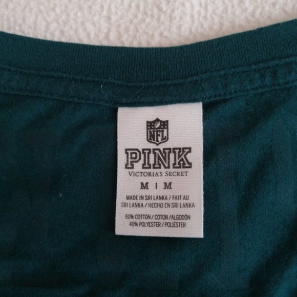 PINK Victoria's Secret Long Sleeve Green Eagles Football Top - Picture 3 of 6